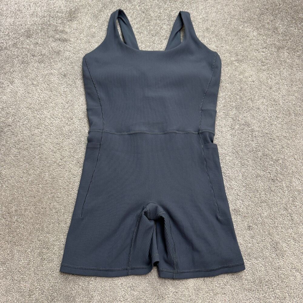 Athleta Dark Navy Ribbed Sleeveless Jumpsuit Romper